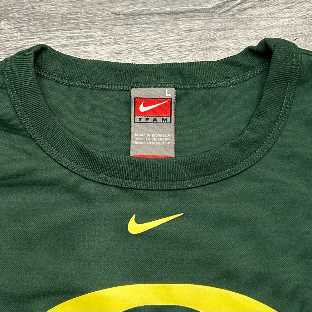 Vintage Nike Oregon Ducks Shirt Mens L Y2K Green Yellow Long Sleeve Athletic Vtg - Picture 5 of 8